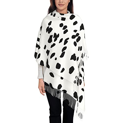 Bagea-Ka Dalmatian Dog Print Scarf Long Shawl Wraps Pashmina for Women Girls with Tassels Soft Warm Cozy2