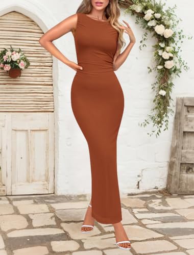 Image of BTFBM Formal Wedding Guest Dresses for Women Summer Fall 2025 Sleeveless Ruched Bodycon Mesh Elegant Maxi Cocktail Dress