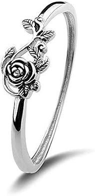 Tiny Rose Flower Silver Ring, Stacking Rings for Women Small Dainty 925 Silver Plated Ring Delicate Everyday Ring for Women Minimalist Personalized Jewelry