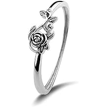 Tiny Rose Flower Silver Ring, Stacking Rings for Women Small Dainty 925 Silver Plated Ring Delicate Everyday Ring for Women Minimalist Personalized Jewelry