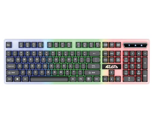 Image of AZOTH Lumen Black Gaming Keyboard and Mouse Combo, 104 Keys USB Wired Membrane Keyboard with Rainbow Light, 3-Button 1200 DPI Mouse, Anti-Ghosting, Mousepad, for PC Laptop Desktop, Wired RGB Kit