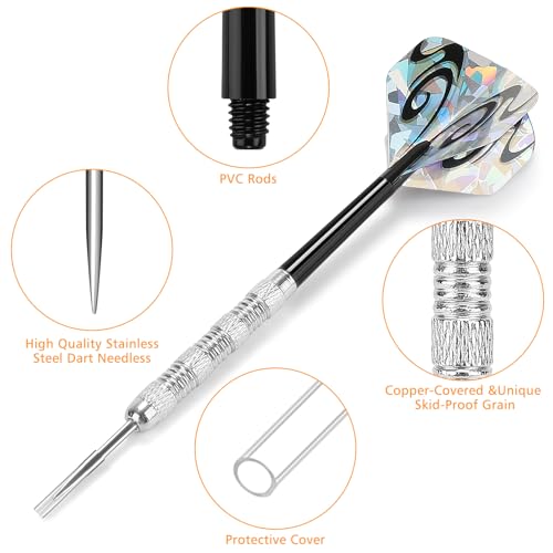 Image of Accmor Metal Tip Darts, Steel Tip Darts, 14 Grams Professional Metal Darts, Darts Metal Tip Set, Metal Darts for Dartboard