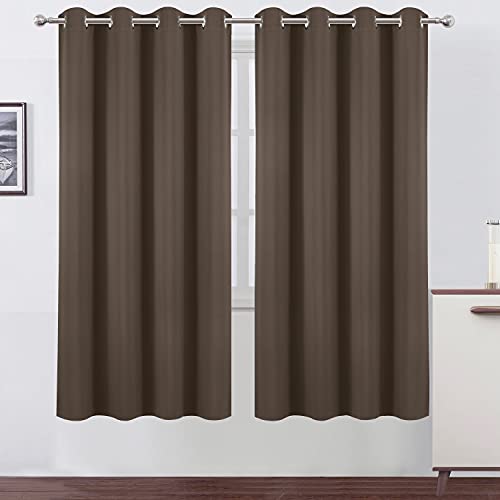 Image of LEMOMO Chocolate Brown Thermal Blackout Curtains /52 x 72 Inch /Set of 2 Panels Room Darkening Curtains for Bedroom
