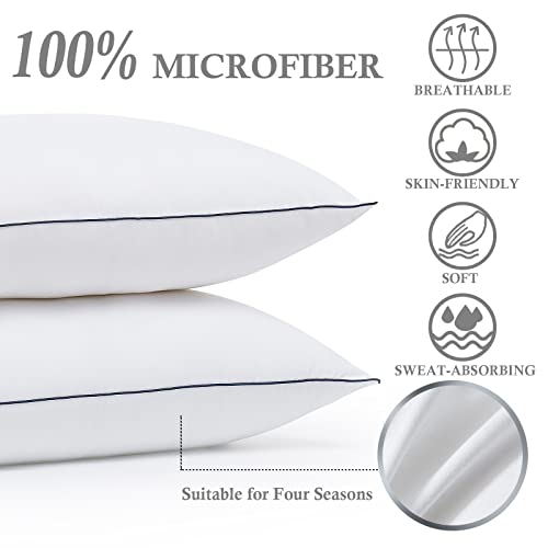 HomeMate Bed Pillows for Sleeping - Queen Size(20\"x28\") Set of 2 Pillows Allergy Friendly Microfiber Shell Fluffy Down Alternative Filling Breathable Pillow Suitable Back Stomach or Side Sleepers - Thumbnail 2