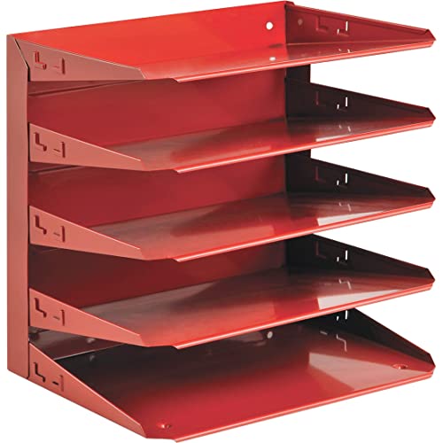 STEELMASTER Steel 5-Tier Horizontal Organizer, Letter Size, Vibrant Red (26425L007)