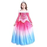 ❤【Hochwertiges Material】Kinder Prinzessin Aurora Kostüm Kleid aus Polyester und Baumwolle, bequemes Futter und aufwendige Nähte, nicht leicht deformiert verblasst. Gutes Material, hübsches Design, bequem und schön zu tragen
