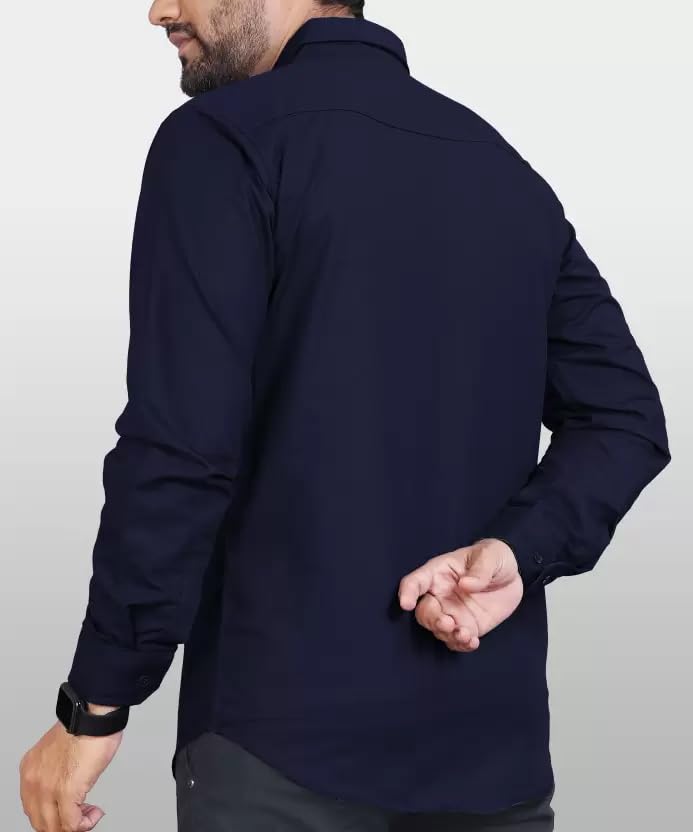 Image of CB-COLEBROOK Men's Regular Fit Solid Soft Touch Cotton Casual Shirt with Pocket Design with Spread Collar & Full Sleeves (Available in Plus Size)