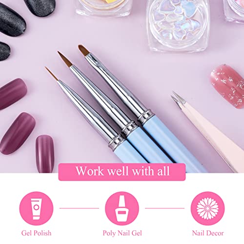 Ancirs 3 Pack Nail Art Brushes For Diy Manicure, Gel Painting Carving Nail Extension Outline Drawing Polishing Liner For Nail Art Practice #TOP3