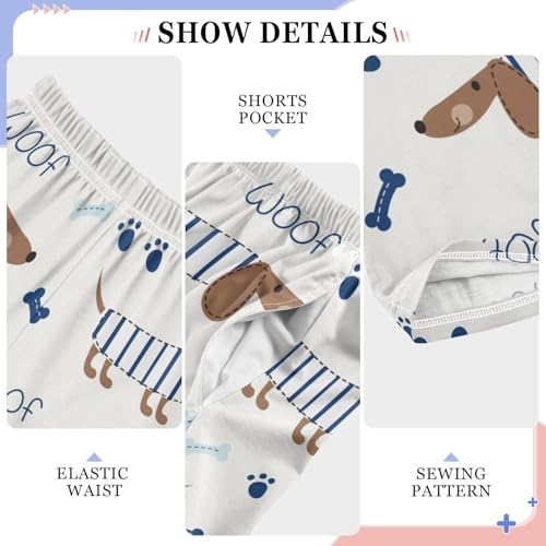 Boys' Pants Blue and Brown Dachshund Dogs Long Bottoms Jogger Pants Elastic Waist Trousers with Pockets S-XL4