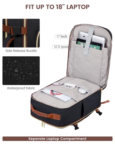 Image of LOVEVOOK 56L Travel Backpack for Women & Men, Airline Approved Carry On Luggage with 3 Packing Cubes, TSA Overnight Bags, Waterproof Personal Item Bag, Weekender Essentials Backpacks fits 17 inch Laptop