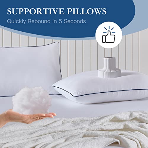 Meoflaw Pillows Standard Size Set Of 2,Adjustable Microfiber Standard Pillows With Hollow Fiber,Hotel Quailty Bed Pillows For Sleeping 2 Pack For Side Sleeper #TOP2