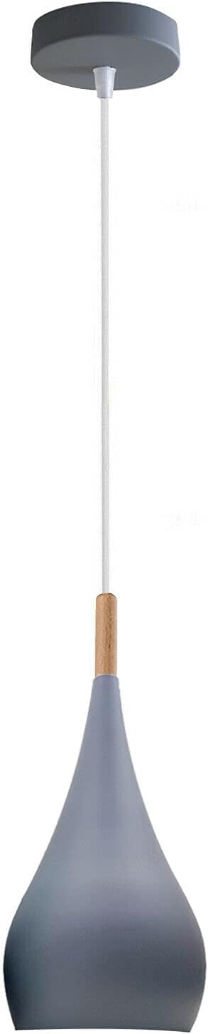 Modern Teardrop Shaped Grey Pendant Light Shade Industrial Hanging Ceiling Lighting Ideal for Dining Room Bar Clubs & Restaurants (Grey)