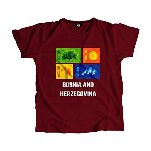 T-shirt Bosnie-Herzégovine Seasons en coton haut de gamme bordeaux