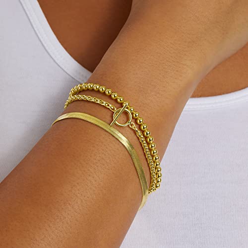 Amazon Essentials 14k Gold Plated or Silver Plated Braided Chain Bracelet 7.5"4