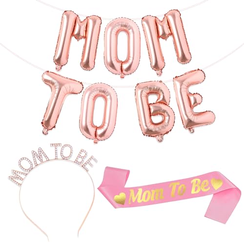 Image of Rozi Decoration Mom To Be Decoration Items Rose Gold Theme, Baby Shower Decorative Items for Home, Mom To Be Decoration Set Combo Pack of 9 Pcs