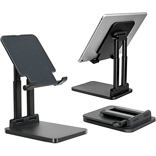 Tablet-Halterung, verstellbar, tragbar, Zubehör, Schreibtisch, Halterung aus Aluminiumlegierung, kompatibel mit Tablets von 7 - 15 Zoll, iPad Pro 12.9, 11, 10.5, 9.7, iPad Air, iPad Mini - Schwarz Cover