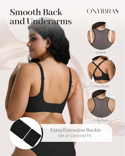 Image of Jelly Bras for Women No Underwire Mesh Wireless Crossover Bra Seamless Full Coverage Lift T Shirt Sleep Bralettes