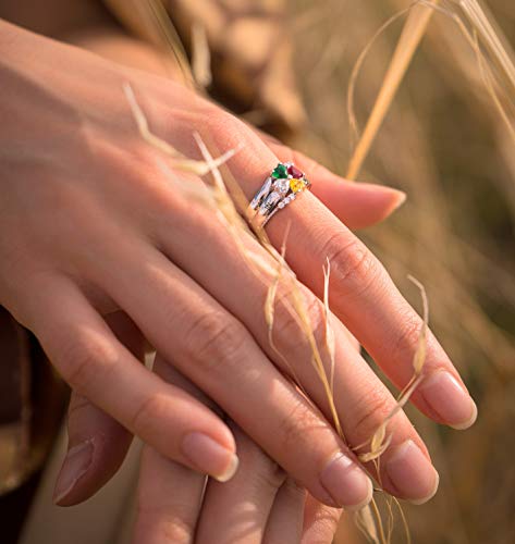 Sterling Silver Personalized Ring for Women Engraved Women’s birthstone Ring with 4 Stones –Name Rings Personalized –Promise Ring, Engagement, Anniversary2