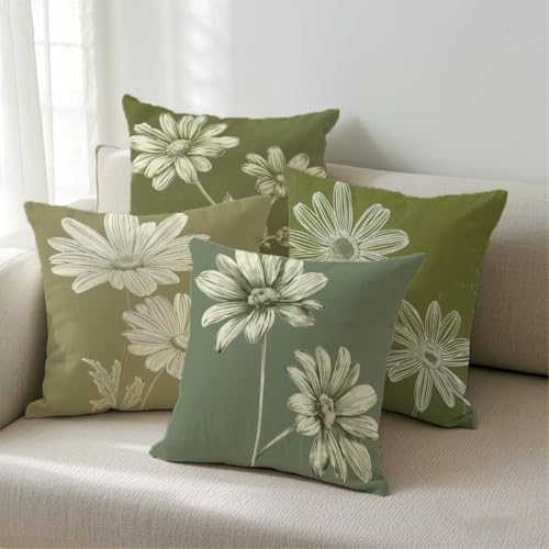 Fermeture éclair invisible sur cette housse de coussin 35x35cm vert en lin