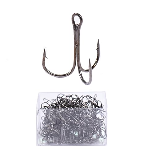 High Carbon Steel Treble Hooks, Size 4/0#, Sharpened Fish Hooks, Freshwater Saltwater Fishing Tackle for Pike Zander, Perch, Pack of 50