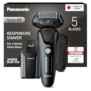 Panasonic Series 800 ES-LV97 Nass/Trocken-Rasierer, 5-fach-Scherkopf mit Linearmotor, inklusiv Reinigungs- und Ladestation, schwarz