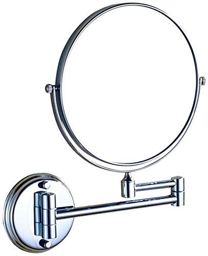 Miroir de rasage pliant double face noir 8" avec articulation robuste et zoom x3