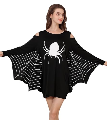 Dancinova Fantasia de Halloween para mulher, vestido de Halloween, disfarce de morcego, M-XXL, Lustre