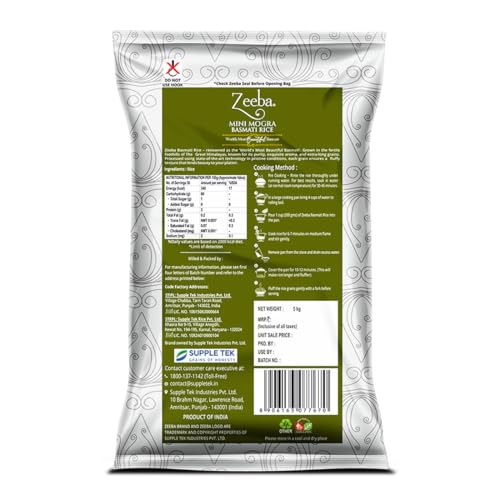Image of Zeeba Mini Mogra Basmati Rice 5 Kg, Ideal for Khichdi, Kheer & Daily Meals (Cooked length upto 11mm*)