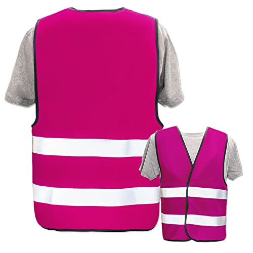PixiPrints.com Warnweste bedruckt mit Ihrem Namen Text Bild Logo * Farbe + Größe: Pink (M/L) * Druckposition: Rücken * echte Reflex-Leuchtstreifen * personalisiertes Design selbst gestalten