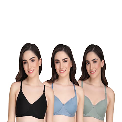Image of Women Non Padded Bra - Made of Pure Cotton Full Coverage Non Wired Soft Cup for T-Shirt Saree Dress and for Everyday