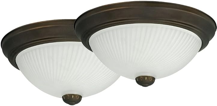 Canarm 11 in. Oil Rubbed Bronze Incandescent Flush Mount Ceiling Light Fixture 2-Pack - 1 Each