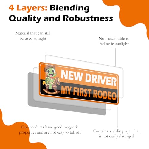 Image of 5Pcs Turtle Novice Driver Car Stickers, Beginner Magnet Supplies for Car Student Driver Sign, Lovely New Driver Sticker Supplies Suitable for Keeping a Safe Distance on The Road