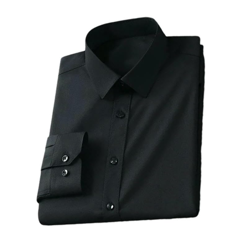Chemise fine à manches longues pour homme unie coupe casual simple boutonnage Hy2--4