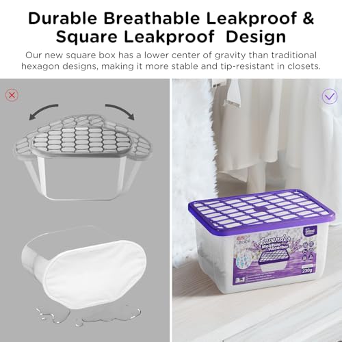 W&E Choice Moisture Absorbers with Lavender Scent, Portable Dehumidifier for Closet & Bathrooms, Kitchen, Humidity Absorber Odor Eliminator Absorber, 12Pack