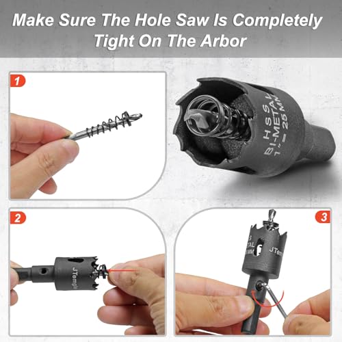Image of 1 Inch Hole Saw with 9.1mm Triangle Shank Arbor, JTemgle Bi-Metal Hole Saw Heavy Duty Hole Cutting Tool for Cornhole Boards, Recessed Lights, Wood, Plastic, Drywall & Soft Metal