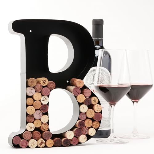 DECOMIL Wine Letter B Holder | Decorative Wall Art Cork Holder