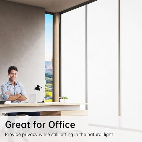 Image of CREON Window Privacy Film Frosted Glass Static Cling UV Sun Blocking Heat Control Window Tint Day and Night Insulation Home Bathroom Door Decorative Frosting Cover (Blur-WIHITE, Frostd (20 x 55 inch)