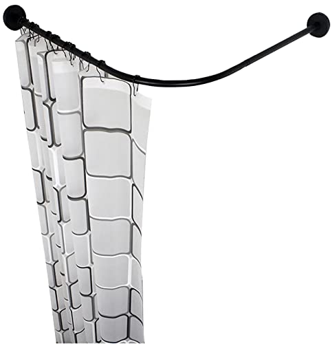 Barre rideau douche incurvée L sans perçage extensible en acier inox pour cabine essayage