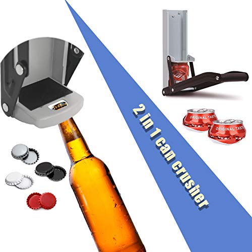 Can Crusher Wall Mounted 16 Oz. Heavy Duty Can Crushers For Recycling - Easy Pull-Down Mechanism, Can Smasher For Aluminum Cans, Soda, Beer Can Crusher - Eco-Friendly Recycling Tool -Liangken(Grey) #TOP4