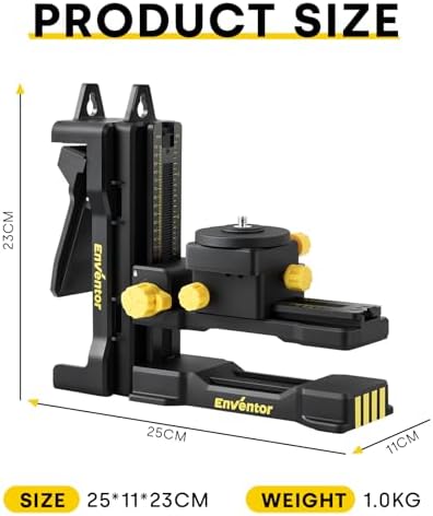 ENVENTOR Feineinstellung Halterung für Kreuzlinienlaser z regulowanym klipsem, regulowana podstawa 360°, wielofunkcyjna magnetyczna podstawa obrotowa z gwintem zewnętrznym 1/4"-20(PV11)