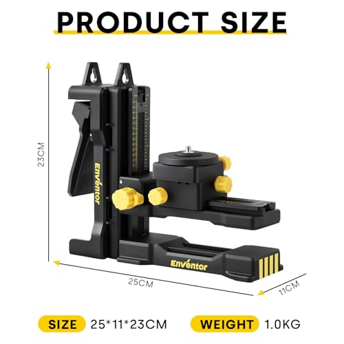 ENVENTOR Fine-tuning Bracket Laser Level Adapter, 1/4"-20 Male Threaded L-Shape Magnetic Pivoting Base with Adjustable Clip for Wall & Ceiling Mounted, 360° Adjustable Support, Height Adjustment by Enventor - Image 8