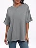 Cuptacc Womens T Shirts Round Neck Short Sleeve T-Shirt Oversized Summer Tops Loose Casual T Shirt Plus Size T Shirts for Women Gray L 16-18 #2