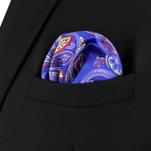 S&W SHLAX&WING Poszetka męska Paisley Blue Granatowo-Błękitna Wielokolorowe wzorzyste chusteczki do nosa