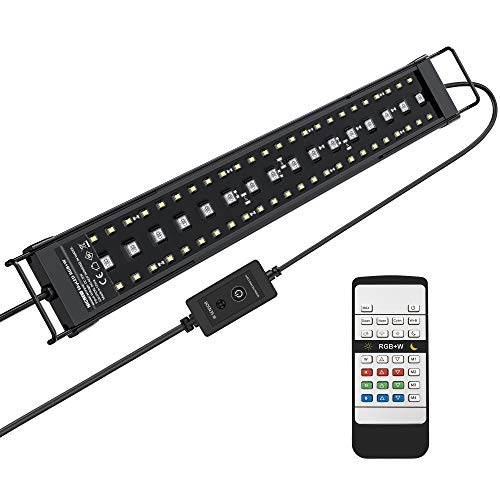 NICREW SkyLED RGB+W Fish Tank Light, Full-spectrum Planted Aquarium LED Light with Remote Controller, Brackets Extendable, 45-61 cm, 22 Watt