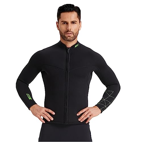 Wetsuit Top Men's 3mm Neoprene Wetsuits Jacket,Front Zipper Long Sleeves Diving Suit for Swimming,Snorkeling,Scuba Diving,Surfing (3FT-MN, XL) by ZCCO - Image 3