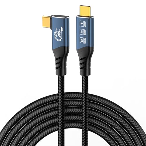 Lumitrex Câble USB C vers USB C 1 m, Câble de Charge Rapide USB C 240 W 90Degrés, Transfert de Données 40 Gbps, Câble Vidéo 8K 60Hz compatible Thunderbolt 3 4 pour Appareils de Type C