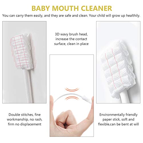 Healifty 30 peças limpador de língua para bebê escova de dentes descartável limpador de língua, gaze