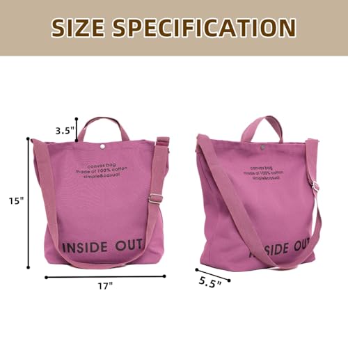 Image of Canvas Tote Bag For Women inside out bag Crossbody Handbag with Adjustable Strap and Coin Purse for Work,Travel,Grocery