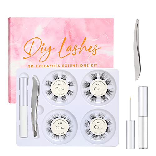 Lanciley Wimpern Einzeln für Wimpernverlängerung DIY Wimpernbüschel Cluster Wimpern Individuelle Falsche Wimpern Wimpernextensions Volumen Wimpern 0.07mm C Curl 10-13mm Cover