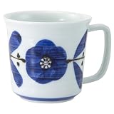 波佐見焼 マグカップ 軽量 容量約300ml 廻り花 ブルー 日本製 電子レンジ可 食洗器対応 74086